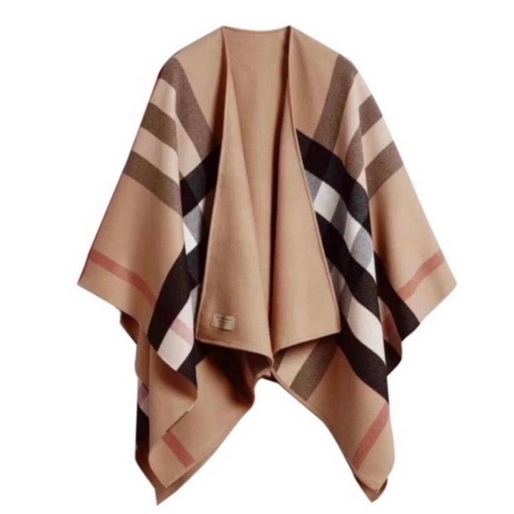 BURBERRY check reversible poncho cape wrap